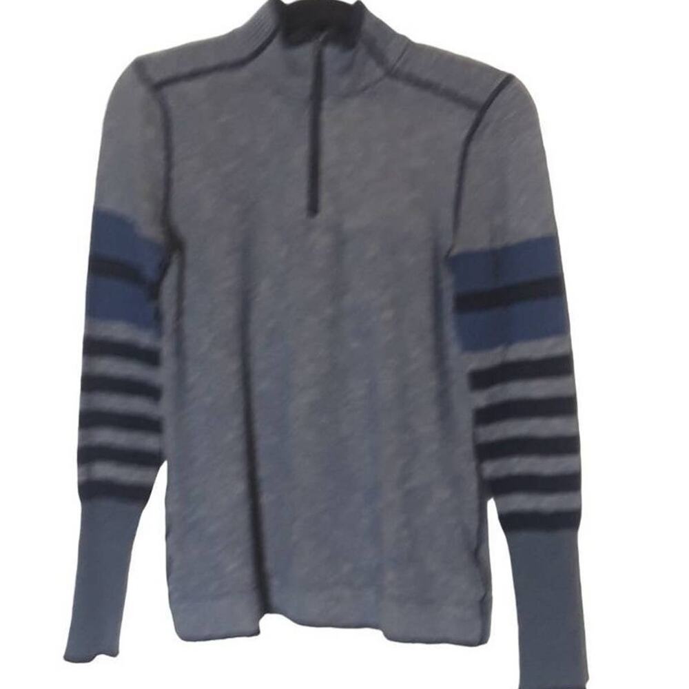 Prana Pullover Womens Sm S Small Sweater Blue Breathe 1/4 Zip Yoga Hike Casual
